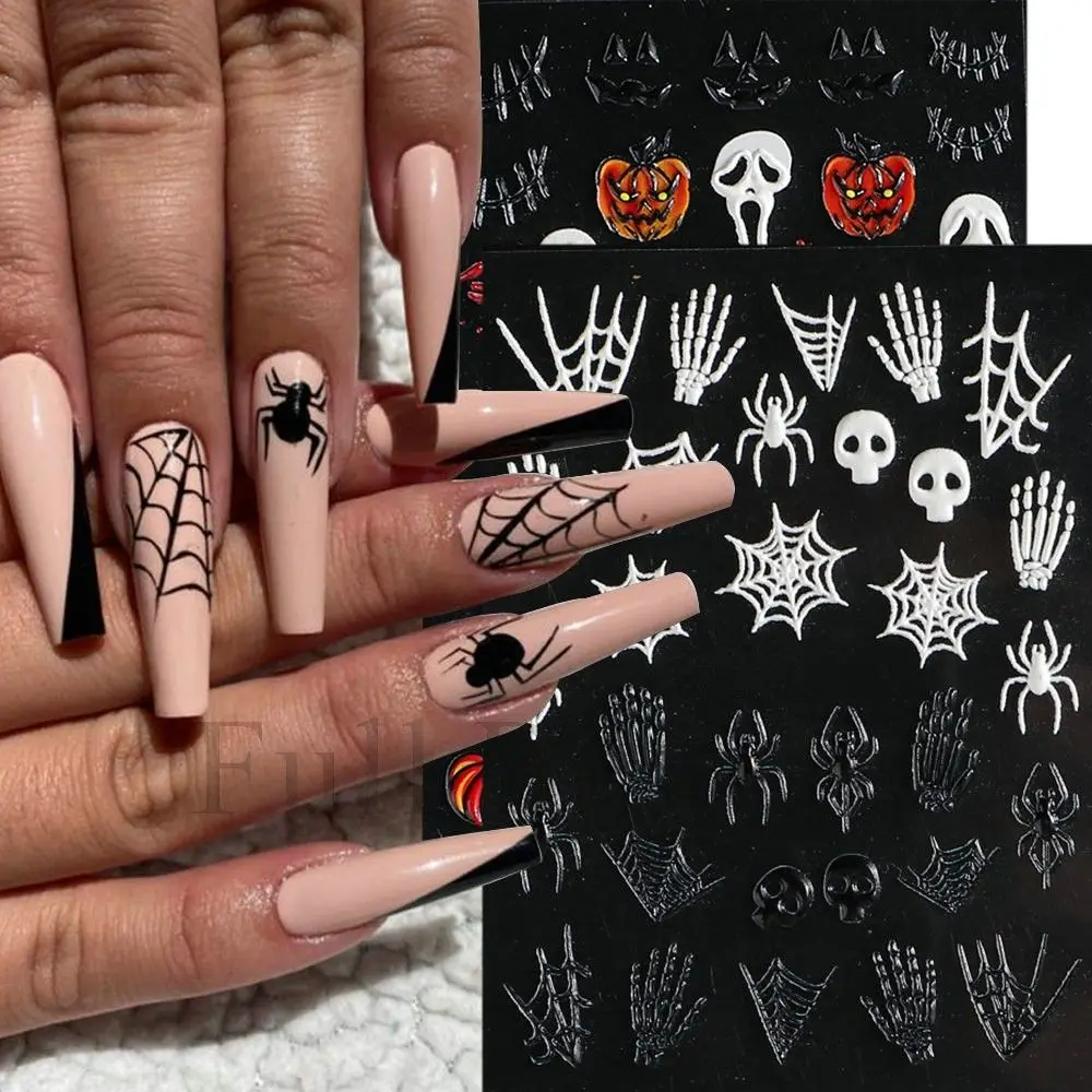 Halloween Nagel dekoration Nagels tudio Horror Augen Nail Art Aufkleber Nagel geprägt Aufkleber Maniküre Aufkleber 5d Kleber Aufkleber