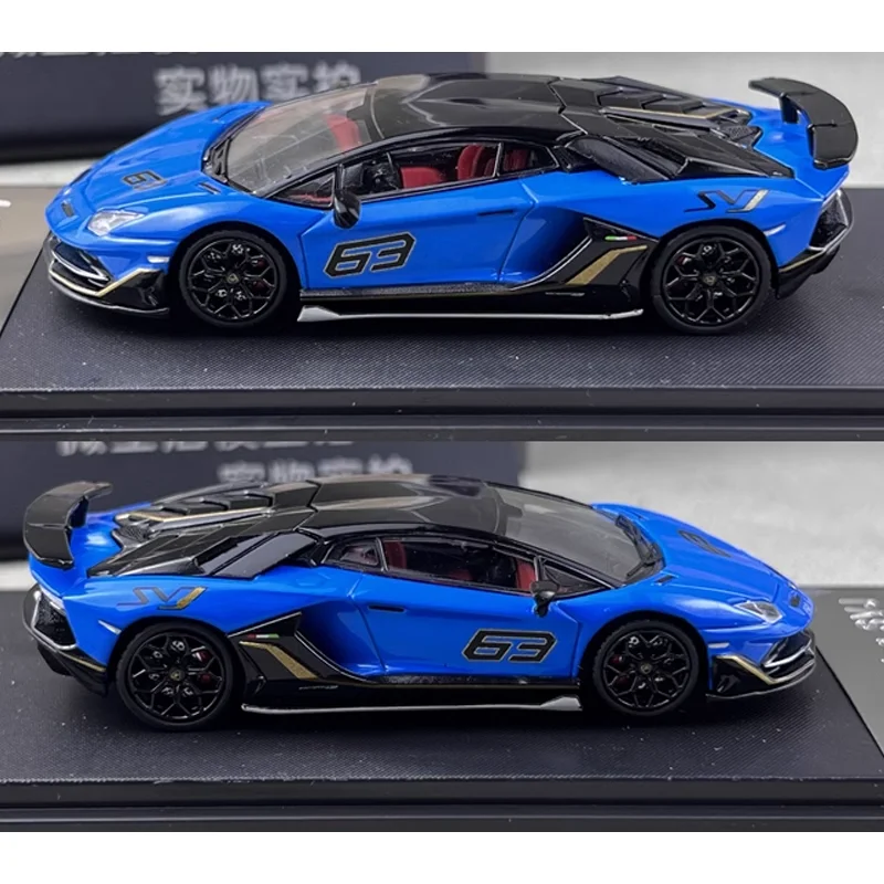 Maxwell 1/64 Lamborghini Aventador SVJ # 63 Vehículo de motor de juguete de aleación Regalos de modelo de metal fundido a presión