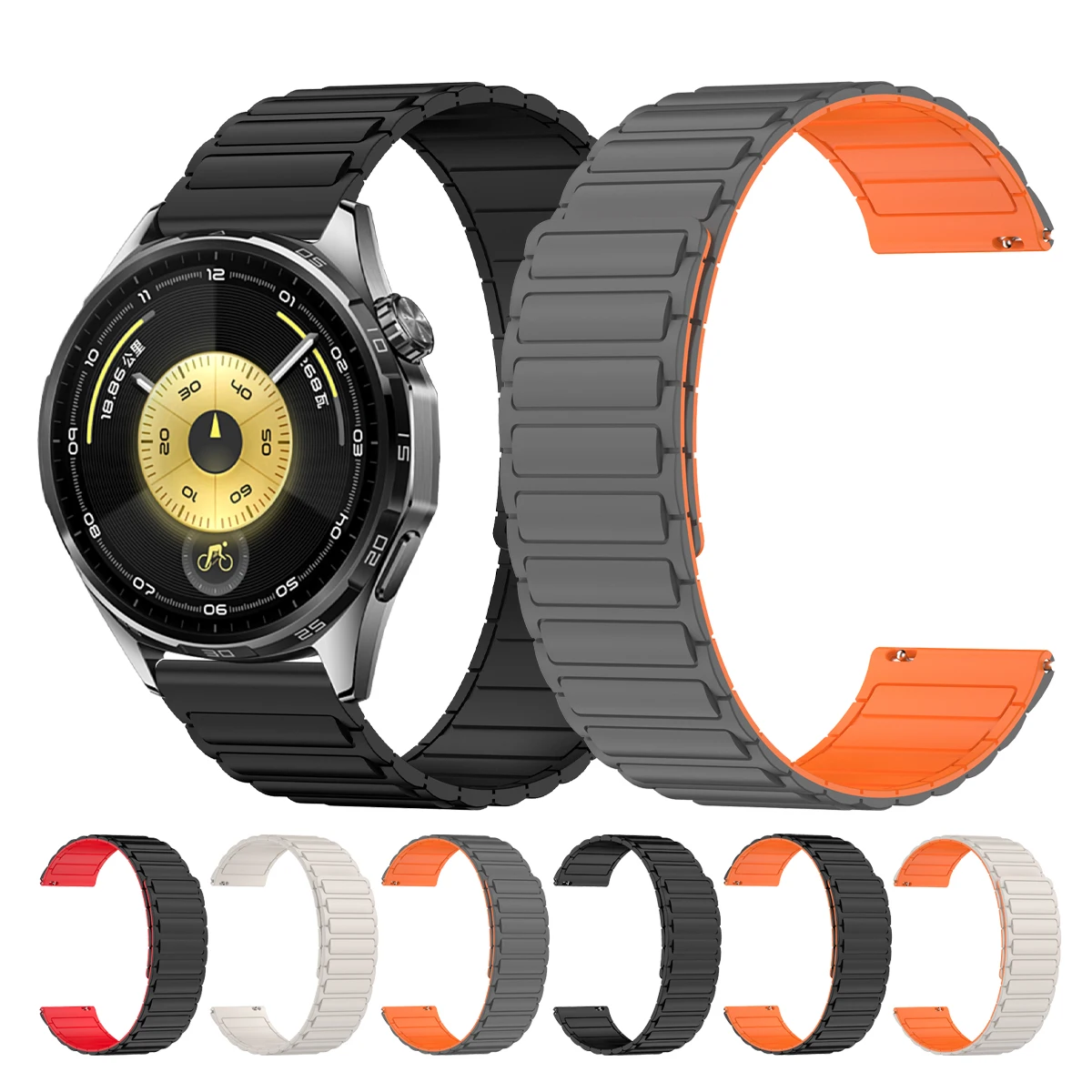 Magnetisches 22mm Silikonarmband für HUAWEI WATCH GT 6 Pro, GT 5, 4 46mm/Watch 3, 4, 5 Pro, GT 3 SE, 2 46mm, HONOR Magic Watch 4 Pro