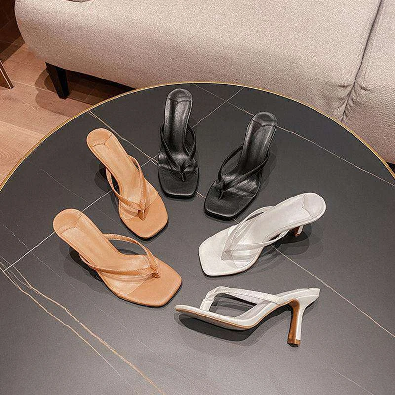 

2025 New Women Slipper Summer Footwear Outdoor Sandals Women's Flip Flops Thin High Heels Slides Elegant Shoes Plus Size 35-42