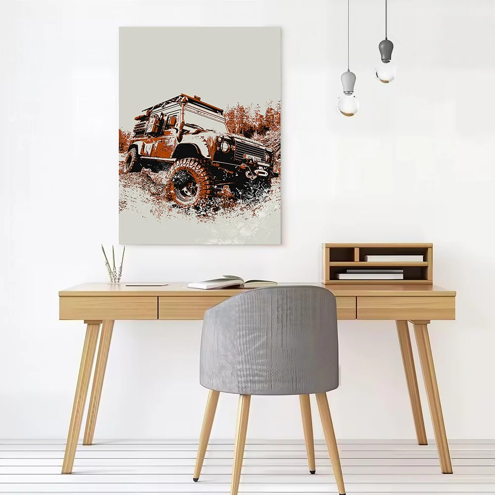 Off-Road Vehicle in Forest Poster Customizable Printed Canvas Painting for Pictures Wall Art Decoration Living Room Decor Home