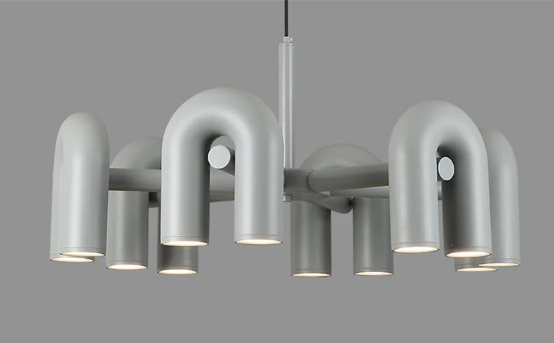 Art Chandelier Black Orange Gray Metal