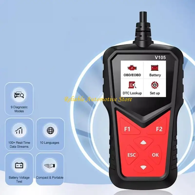 M68B Handheld OBD2 Device with Control Pad for Routine Vehicle Review