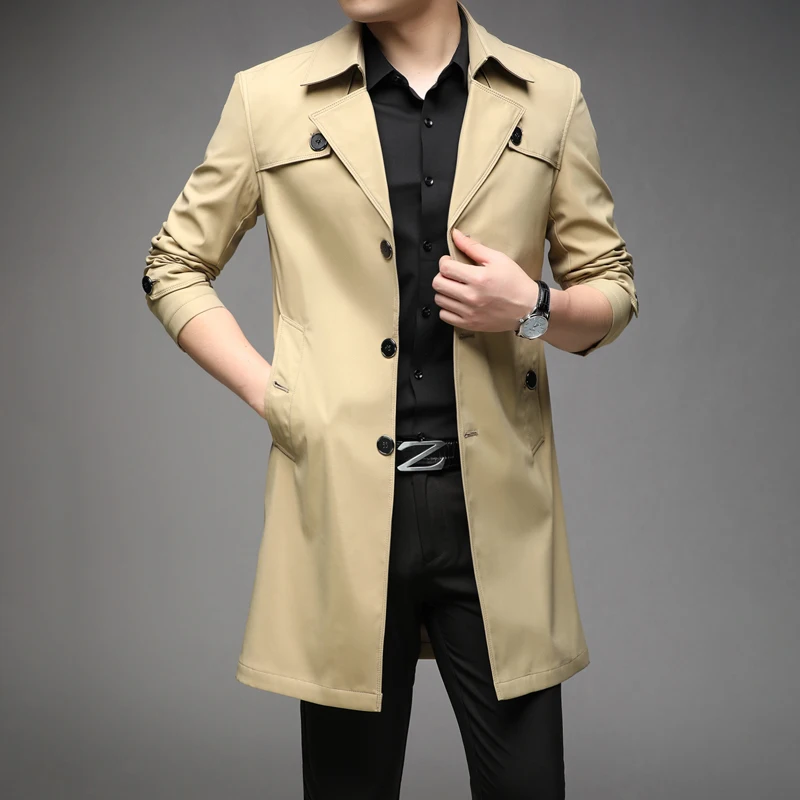 

Thoshine Brand Spring Autumn Men Trench Coats Superior Quality Male Fashion Outerwear Jackets Long Plus Size 6XL