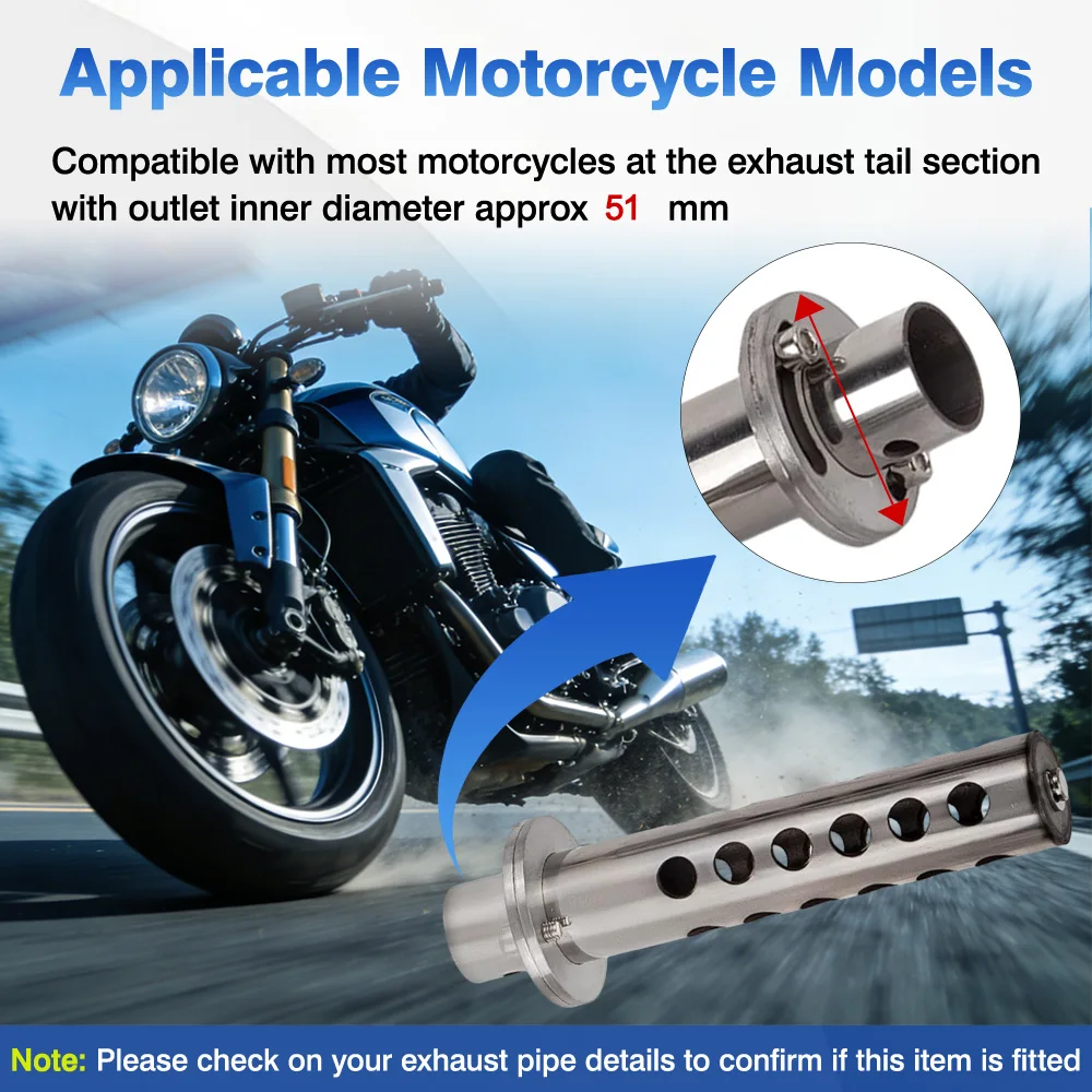 

51 mm 2.00 in Universal Motorcycle Exhaust DB Killer Insert Exhaust System Rotating Adjustable Motorcycle Parts Stainless Steel