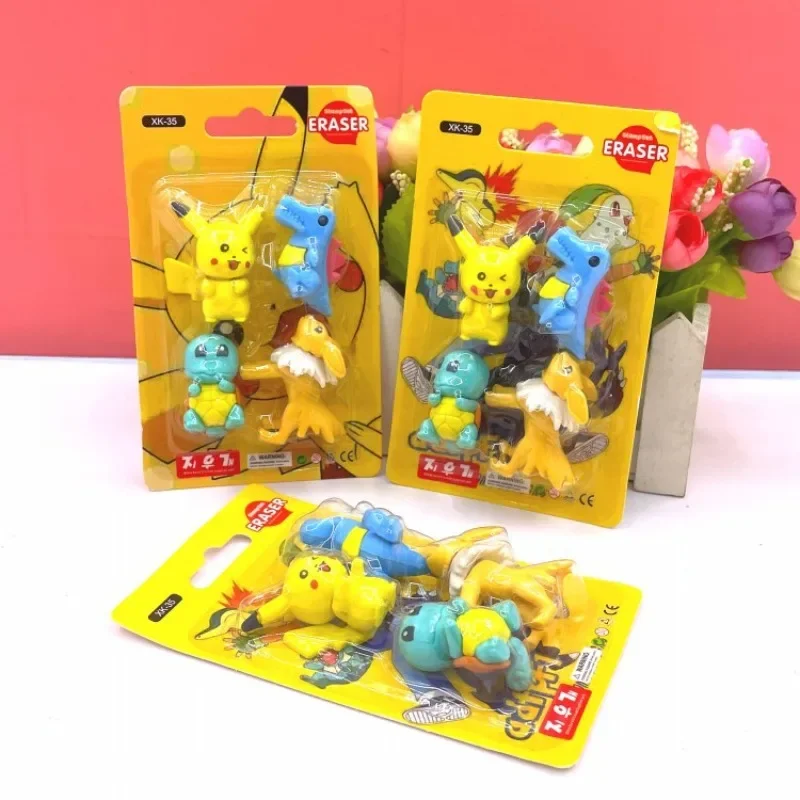 Pokemon Pikachu Eraser Christmas Cartoon Anime 3D Eraser Fashion Students Stationery Cute Learning Supplies Child Holiday Gifts