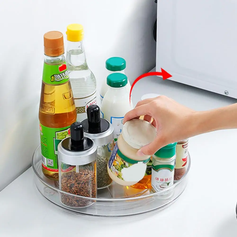 Rotating Storage Rack 360° Rotating Storage Tray Organizer for Kitchen Bathroom Cabinets for Pantry for Refrigerator