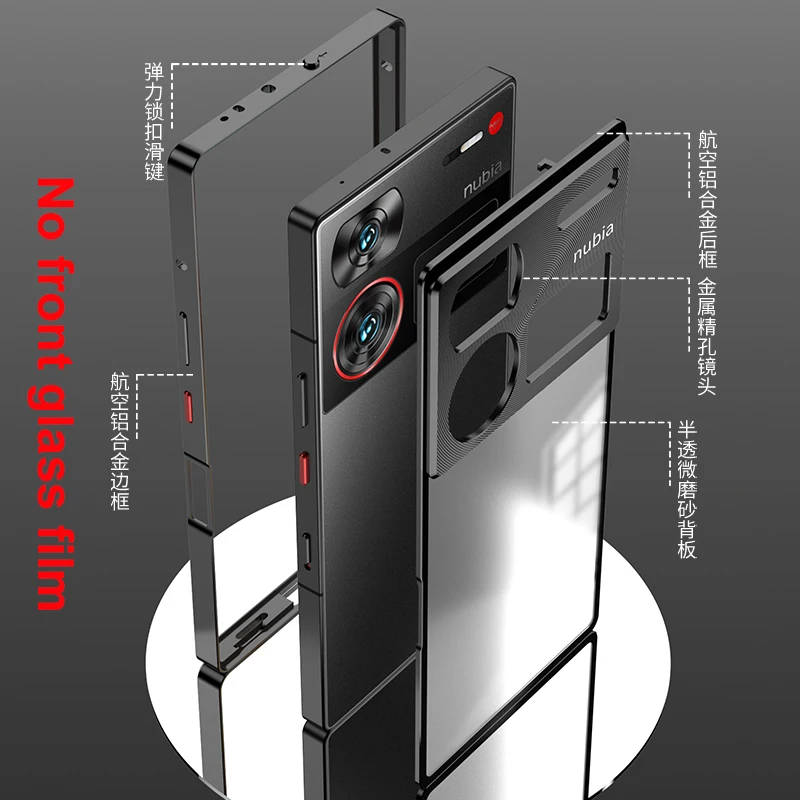 Magnetic Case For ZTE Nubia Z60 Ultra Z70 Red Magic 9 Pro 10 Plus 8 Metal Bumper Aluminum Camera Protector Tempered Glass Cover