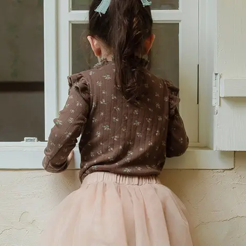 कोरियाई शरद ऋतु बच्चा बच्चों लड़कियों शीर्ष पुष्प पैटर्न लंबी आस्तीन शिशु बेबी लड़कियों अंडरशर्ट इन्स विंटेज बच्चों लड़की टी शर्ट 10 best sales बच्ची का टॉप - №10