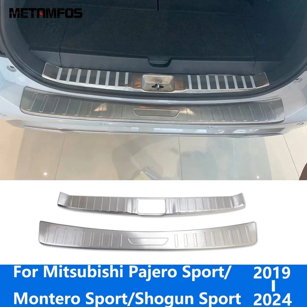 For Mitsubishi Pajero/Montero/Shogun Sport 2019-2023 2024 Rear Trunk Bumper Foot Plate Tail Door Sill Scuff Guard Accessories