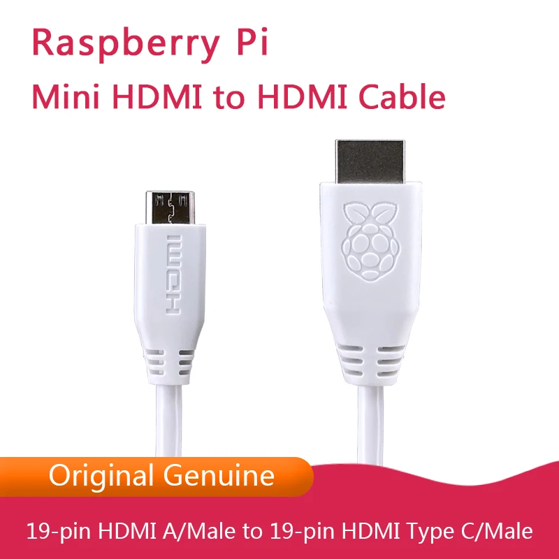 Original Raspberry Mini HDMI to Standard HDMI 1m Cable for Raspberry Pi Zero / Zero W /Zero WH / Zero 2 W