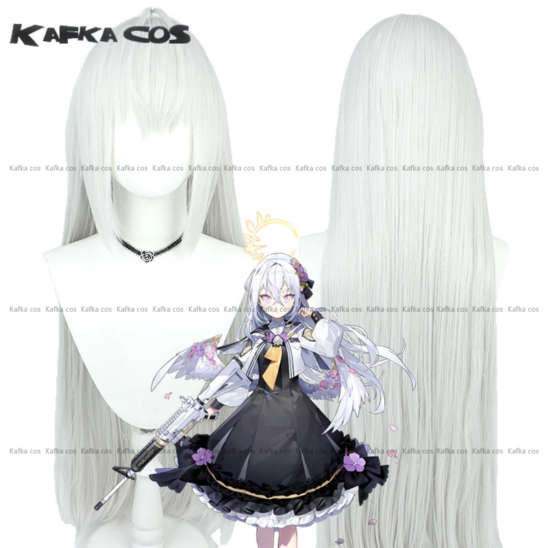 Game Blue Archive Shirasu Azusa Cosplay Wig Silver White Straight Hair 80cm Heat Resistant Synthetic Hair Halloween Party