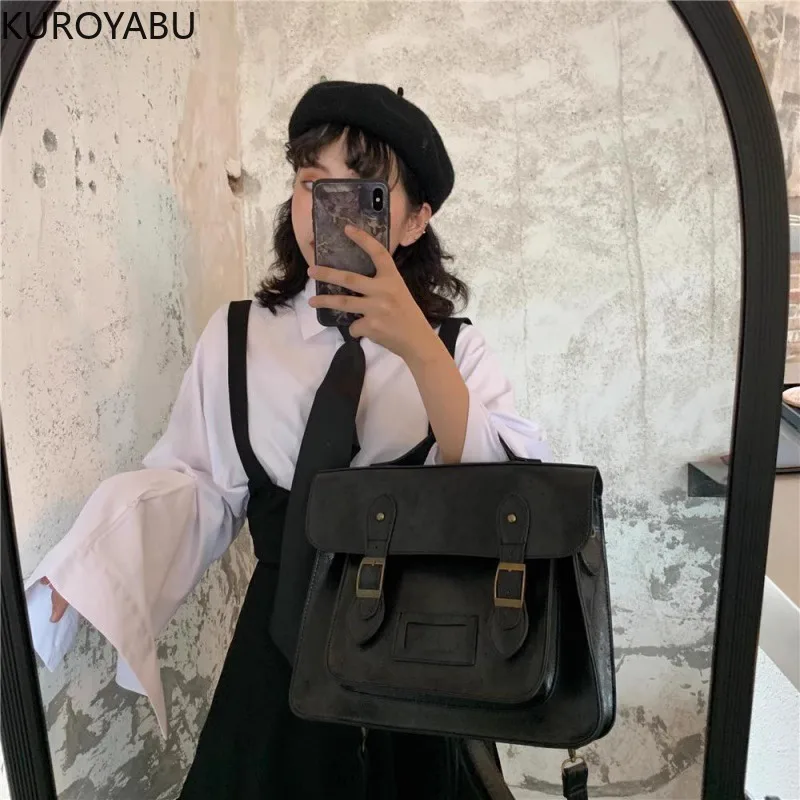 Vintage Backpack Korean Preppy Style Student School Bags PU Female Japanese Sweet Messenger Bag Women Bolsas Para Mujeres 2023