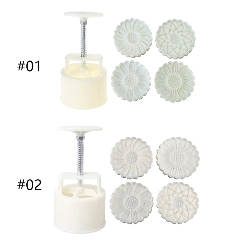 

200g Flower Pastry Moulds Mooncake Mold Mooncake Mould Hand Pressure Tool Plastic Material Baking Accessories