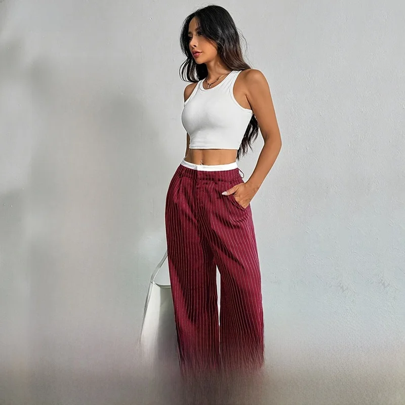 

Повседневные женские брюки с прямыми штанинами и высокой талией, новые длинные брюки для осеннего сезона, без фирменной рекламной марки