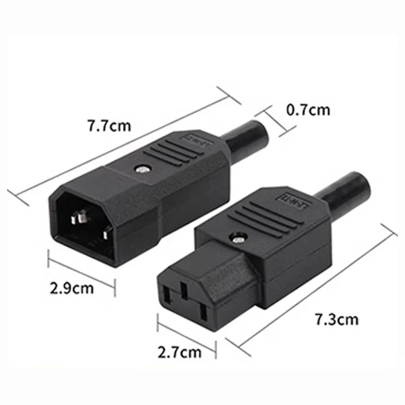 IEC Straight Cable Plug Connector C13 C14 10A 250V Black female&male Plug Rewirable Power Connector 3 pin AC Socket