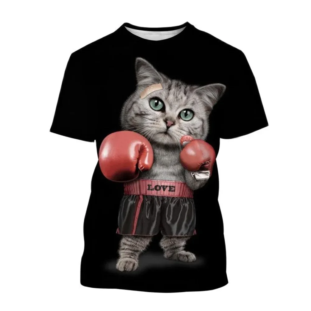 Summer Cat 3D Print T-Shirts Streetwear Casual Men Women Fashion Oversized Short Sleeve T Shirt O-Neck Kids Tees Tops Clothing