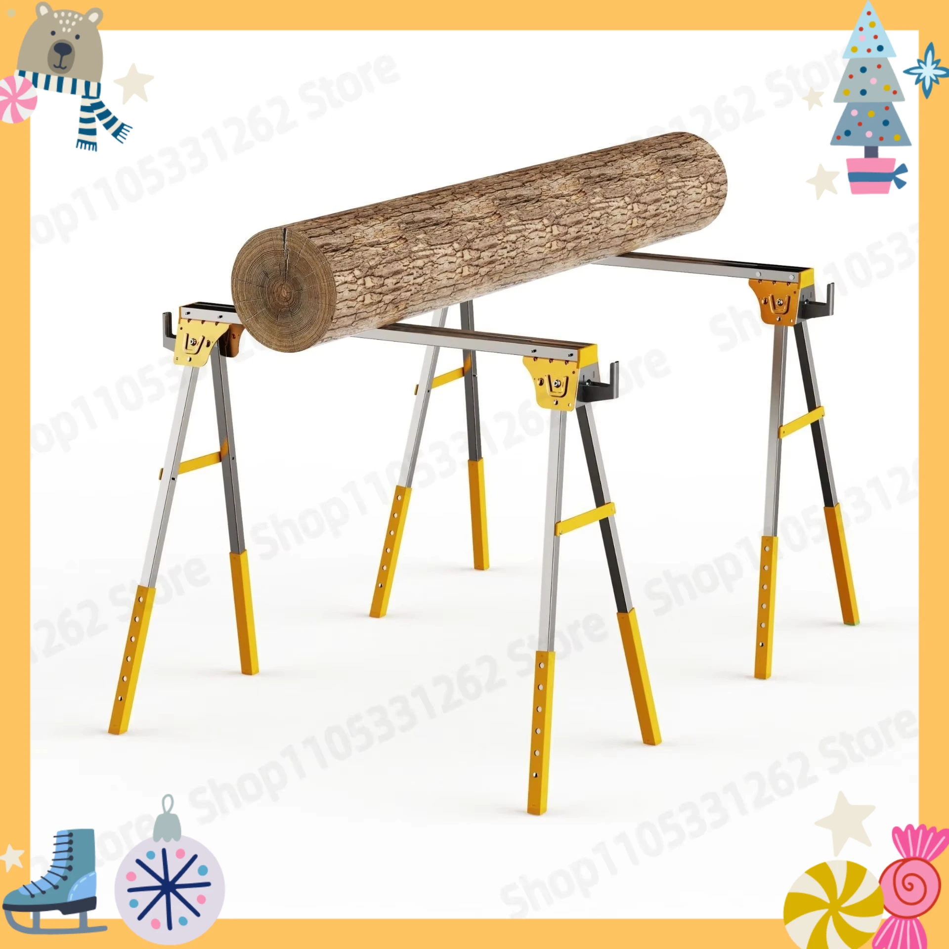 Foldable Metal Saw Frame, Saw Horse Load-bearing 1200KG Multi-functional Iron Portable Workbench