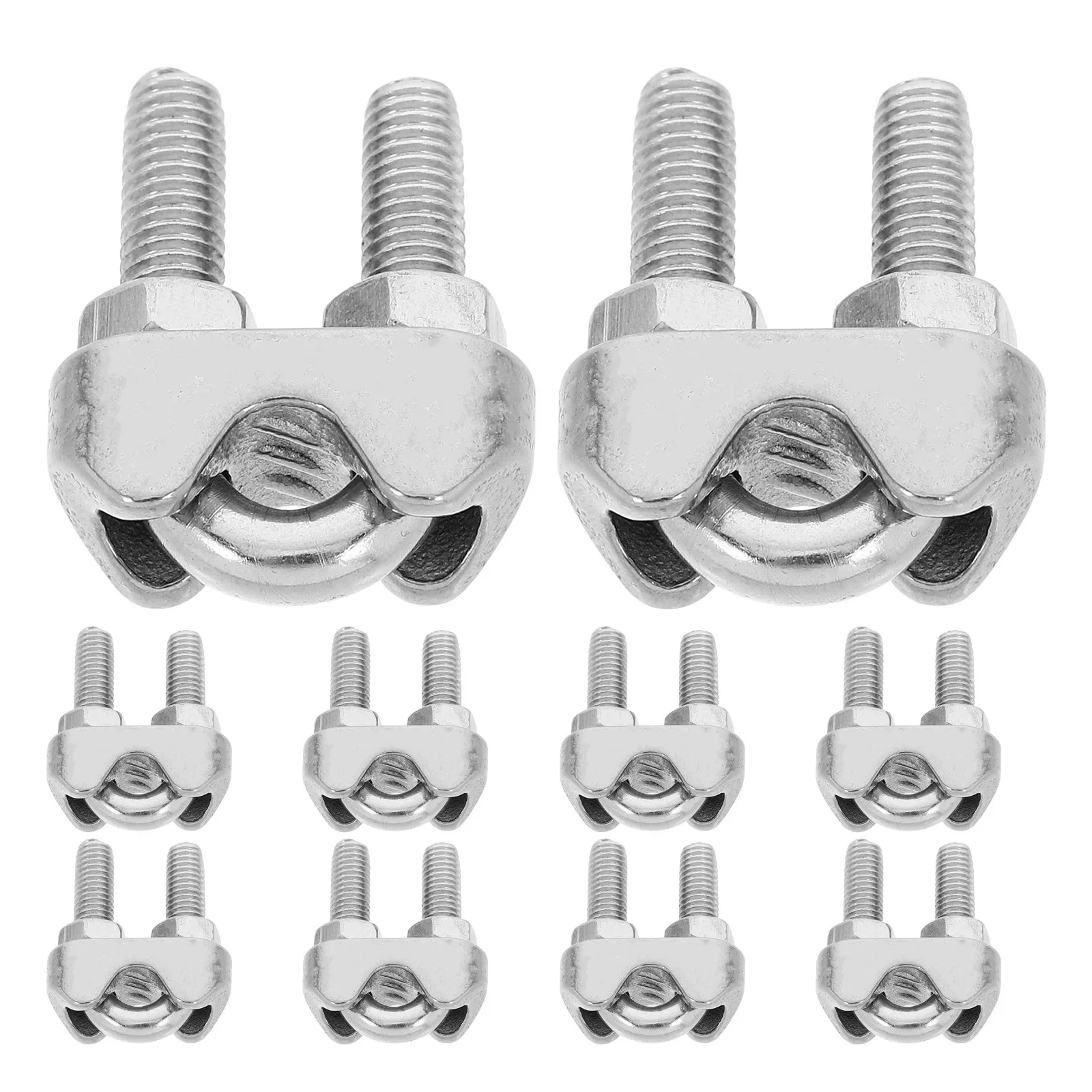 10Pcs Stainless Steel Wire Rope Clamp M5 U-Shaped Cable Clip Heavy Duty Rust Proof Rope Fastener for Marine Ship Rigging Outdoor