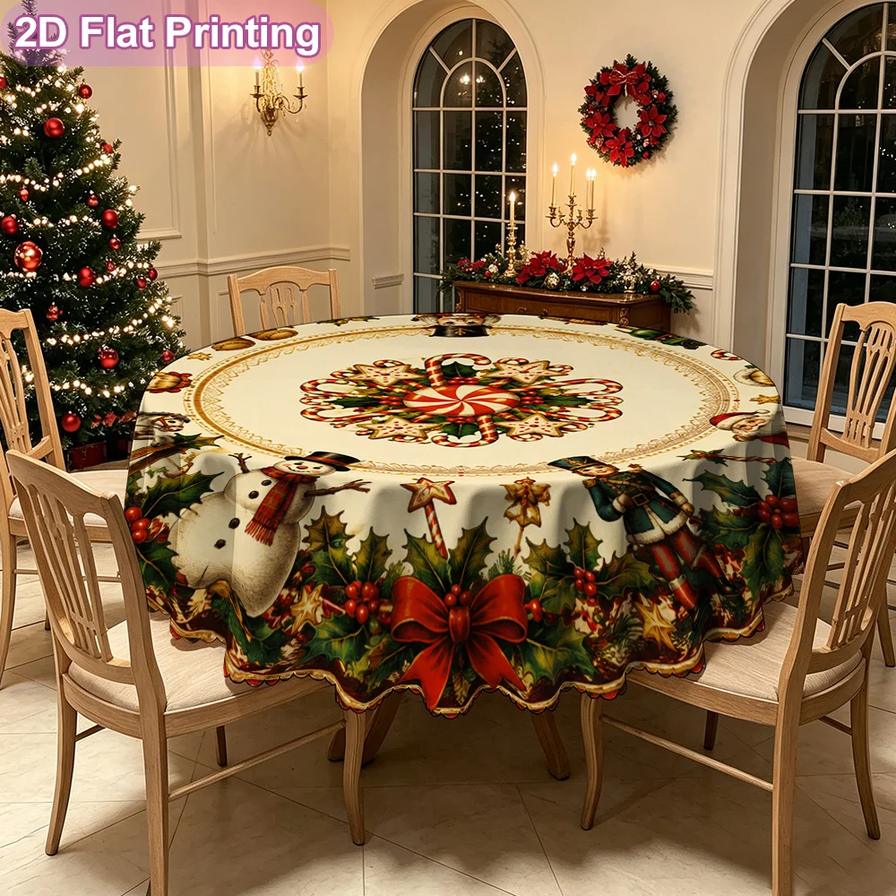 Vintage Christmas decoration plate, decorative tablecloth with Santa and the Nutcracker print