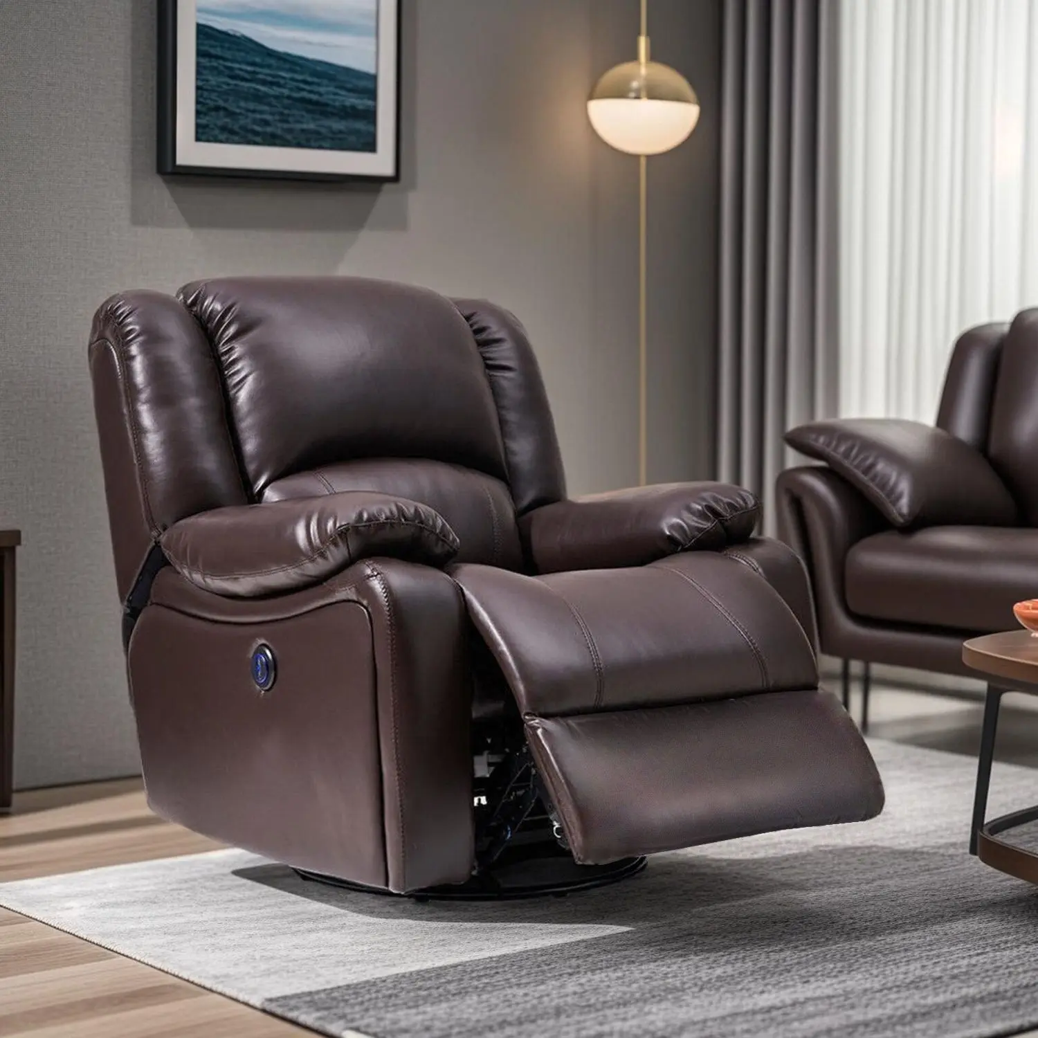 

First Class Leather Single Sofa Electric Multi-functional Seat Lazy Recliner Massage Home Living Room Modern Simplicity