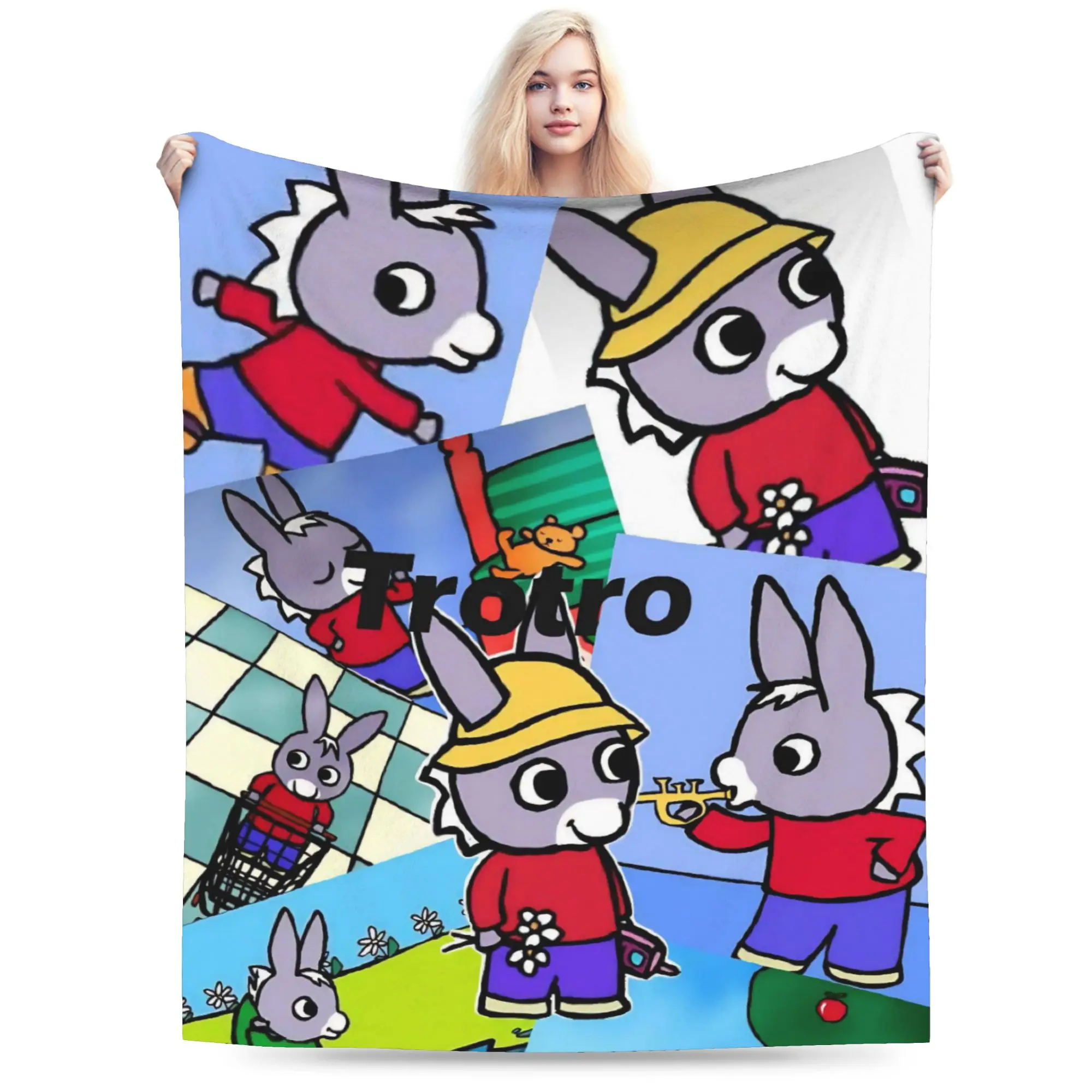 Trotro dos desenhos animados cobertor capa bonito pequeno burro fuzzy lance cobertores verão ar condicionado decoração colcha leve