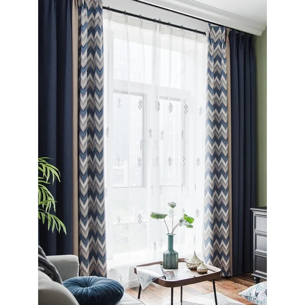 New curtain faux linen with self-patching solid colour fabric simple blackout thickened curtain