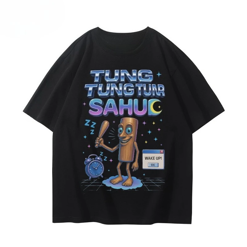 شان هاي جينغ تونغ تونغ جي عصا خشبية رجل الصيف القطن الخالص قصيرة الأكمام تي شيرت الرجال زوجين عادية قصيرة الأكمام Harajuku #2