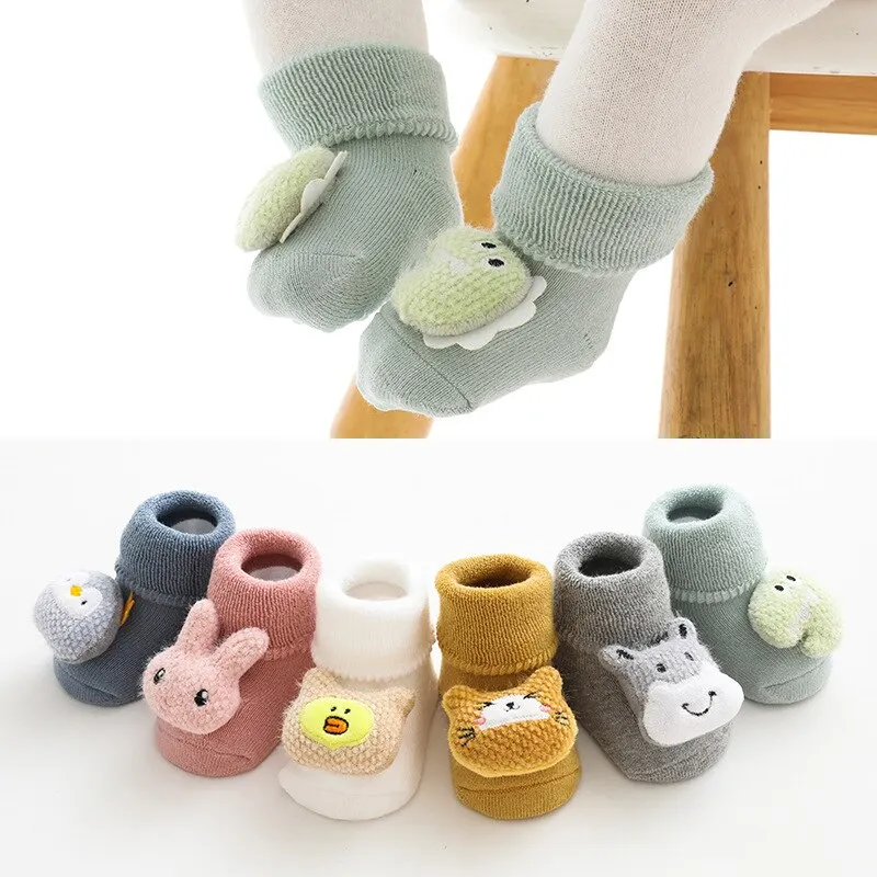 Cartoon Baby Socks For Girl Boys Rabbit Bear Anti Slip Soft Warm Winter Autumn Toddler Indoor Floor Socks For Kids