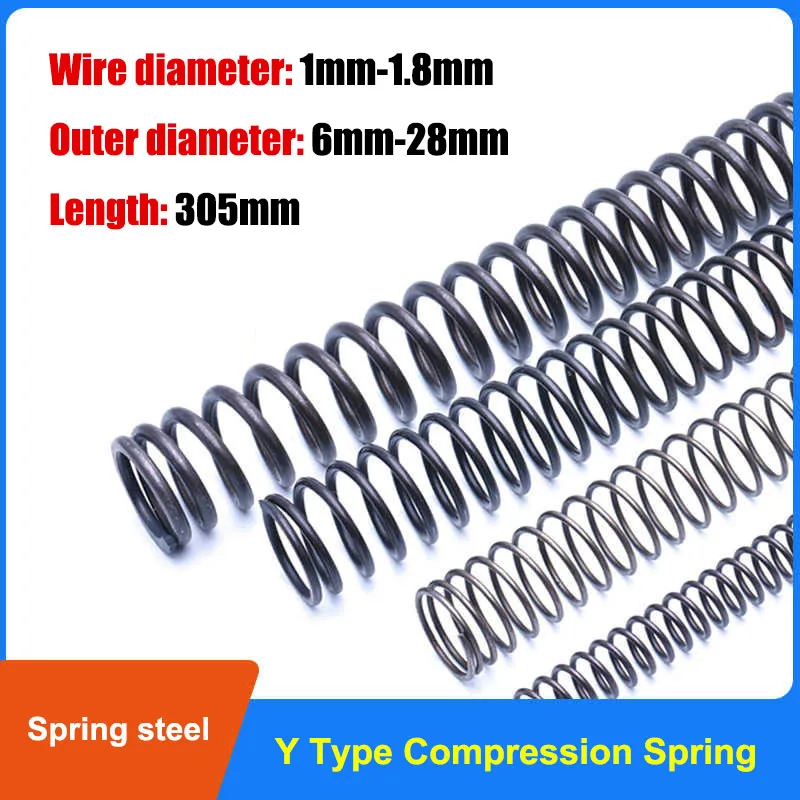 

2Pcs 305mm Wire Diameter 1.0mm-1.8mm Spring Steel Compression Spring Reture Spring Y-type Coil Pressure Springs OD 6mm-28mm