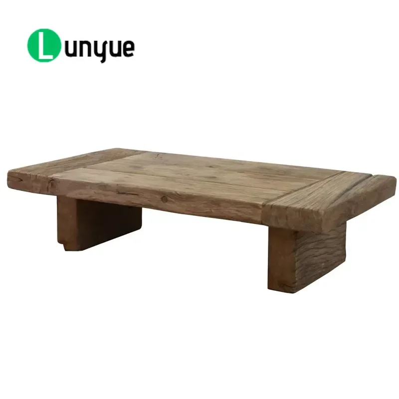 Recycled Oak Coffee Table Antique Chinese Buddha Style Natural Color Rustic Living Room Furniture Durable Eco Friendly Home