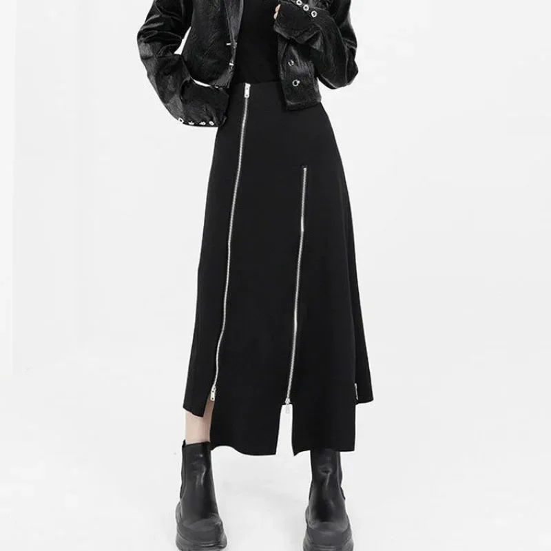 Women High Waist Skirts Harajuku Punk Style Zipper Skirt Pants for Women Gothic Black Hip Hop Skirts Female Streetwear ZT637