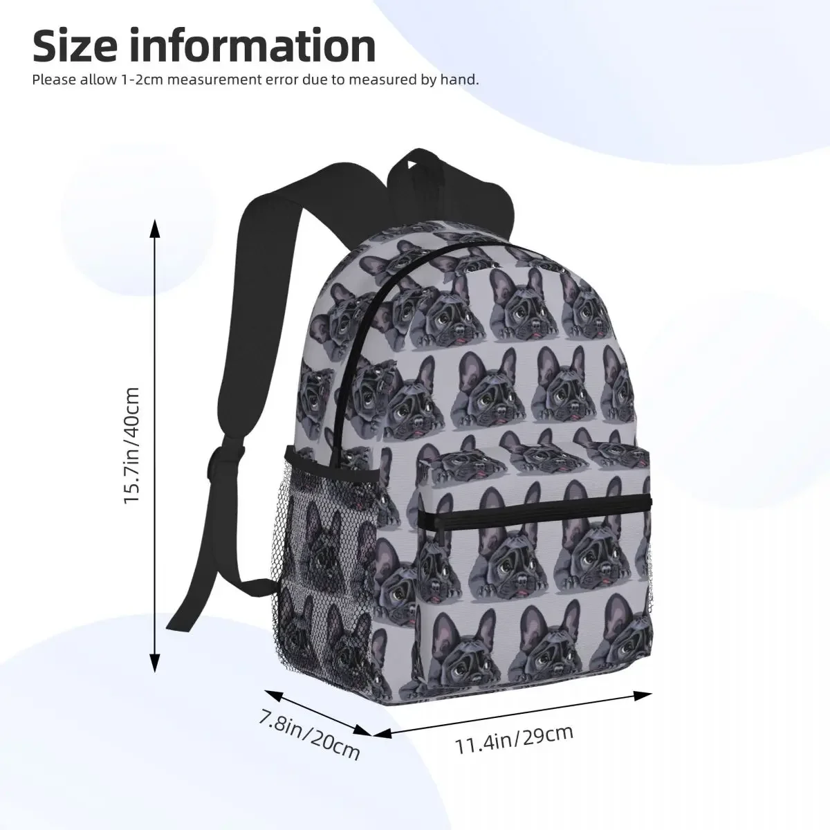 French Bulldog Art Print Student Backpack School Bag Hiking Travel Daypack for Men Women Fashion Bookbag Shoulder Bags
