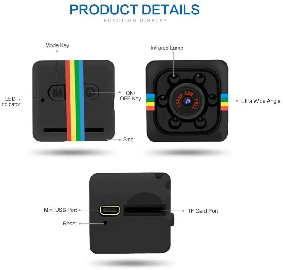 Original SQ11 Mini Camera 1080p HD Micro Action Video Camera 30fps Sports DV Outdoor  Night Vision Support up to 128G