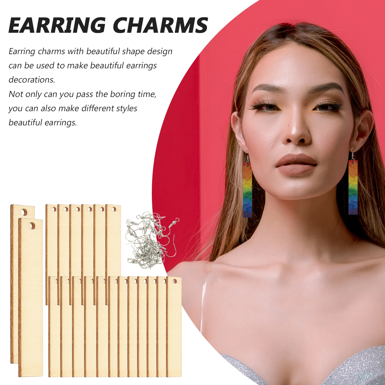 

1 set 1 Set Unfinished Wooden Earring Cutouts Diy Jewelry Making Kit Wood Earring Blanks Craft Supplies Ear Pendant Accessories