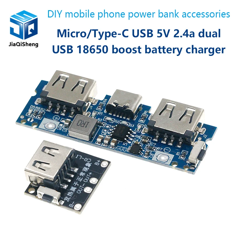 Micro/Type-C USB 5V 2.4A Dual USB 18650 Boost Battery Charger Board Mobile Power Bank Accessories For Phone DIY