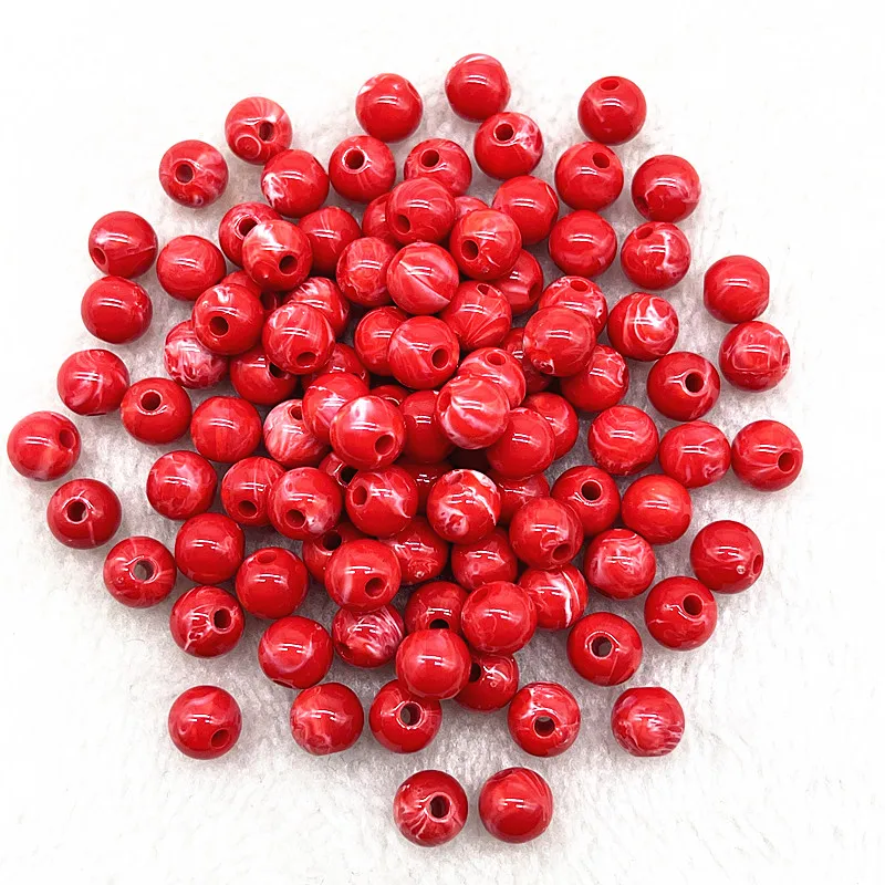 50pcs 8mm Round Acrylic Beads Spacer Loose Beads for Jewelry Making DIY Handmade Bracelet Accessories