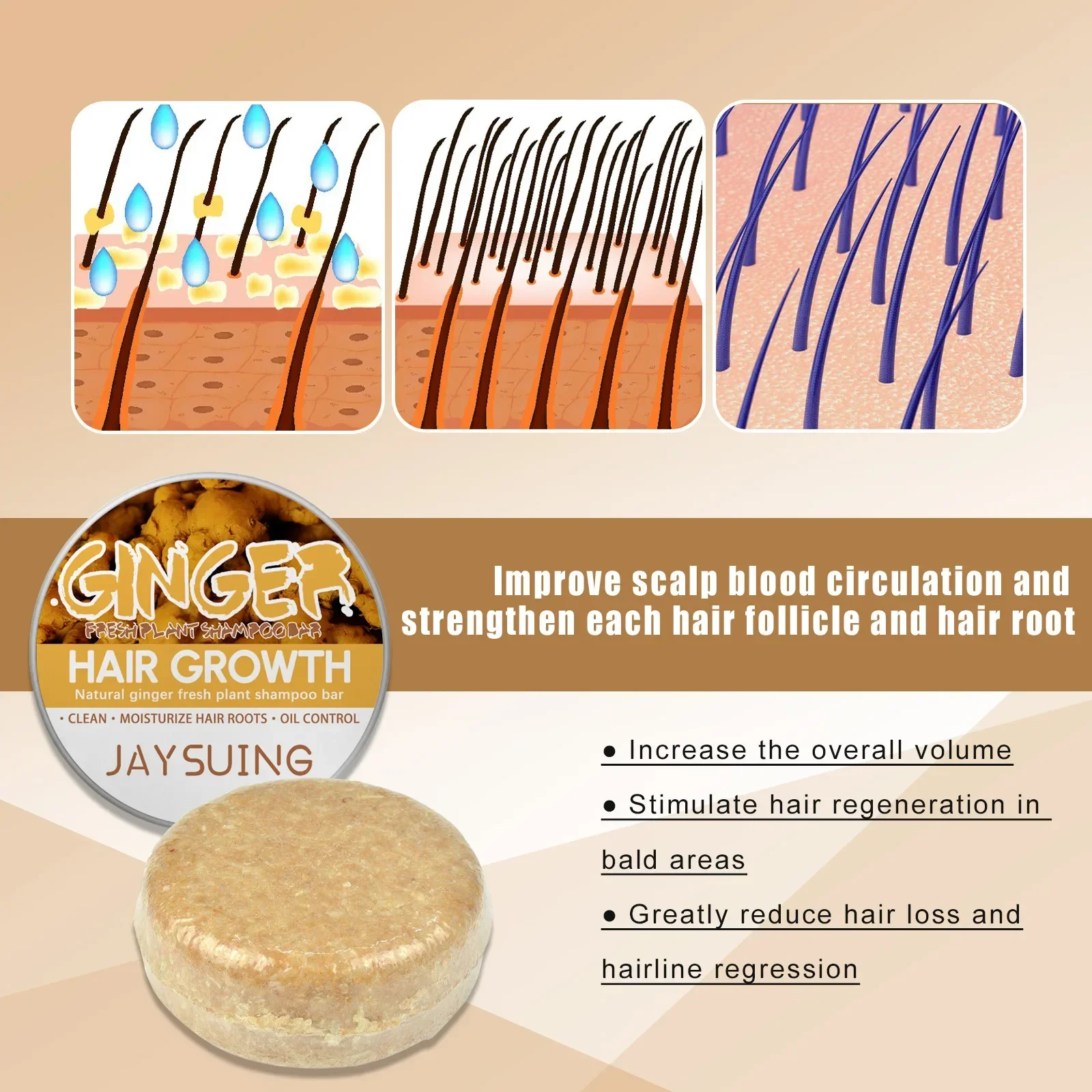 Jaysuing Ginger Shampoo Soap Essential Oil Soap Handmade Soap Nourish Shampoo Hair Care Reduce Hair Loss Hair Growth