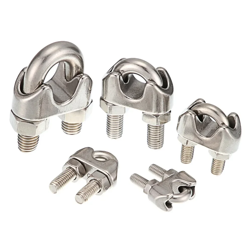 1/4/10PC Silver A2 Stainless Steel U-Bolt Type Wire Rope Clip M2 M3 M4 M5 M6 M8 M10 M12mm Clamp Bolt Household Hardware Working