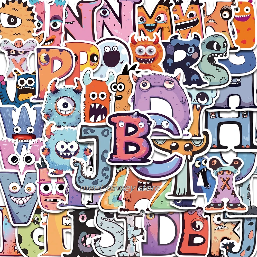 52pcs Monster Letter Stickers Funny Graffiti DIY Phone Laptop Skateboard Motorcycle Scrapbook Graffiti Notebook Gift For Sticker