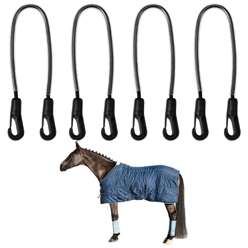 

Set of 4 Stretchy Horse Blanket Fasteners with Clip Attachments Simple Install B03E