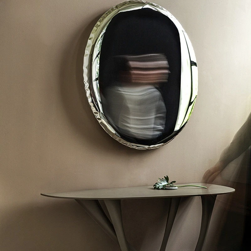 Stainless steel round vanity mirror, vanity wall-mounted bathroom mirror