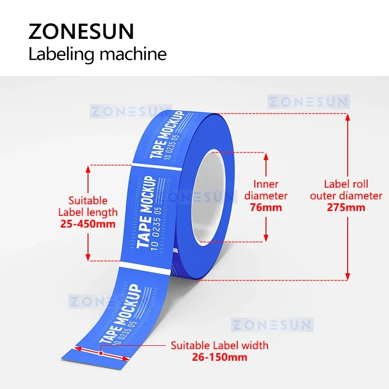 ZONESUN Wrap Around Label Applicator Plastic Tin Can Round Glass Bottle Double Labeling Machine Sticker Label Dispenser ZS-TB130