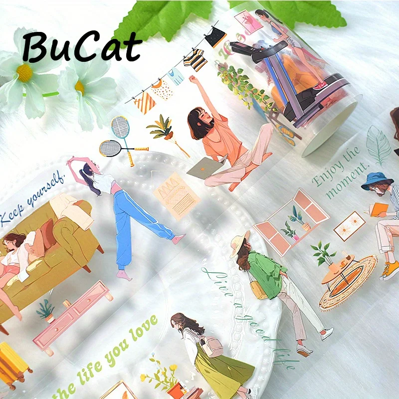 2 m/rolka kolorowa dama PET taśma Washi dekoracyjne naklejki przezroczysta taśma maskująca do scrapbookingu dziennik Planner artykuły papiernicze