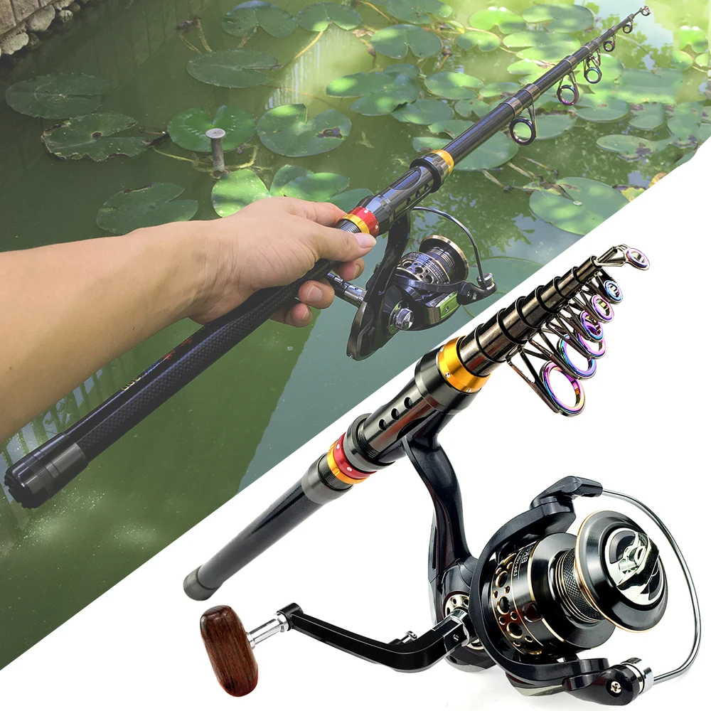 GHOTDA New 1.8m-3.6m Carbon Fiber Telescopic Carp Fishing Rod Sets and Spinning Reel 3kg-8kg for Beach Sea Ocean Boat Fishing