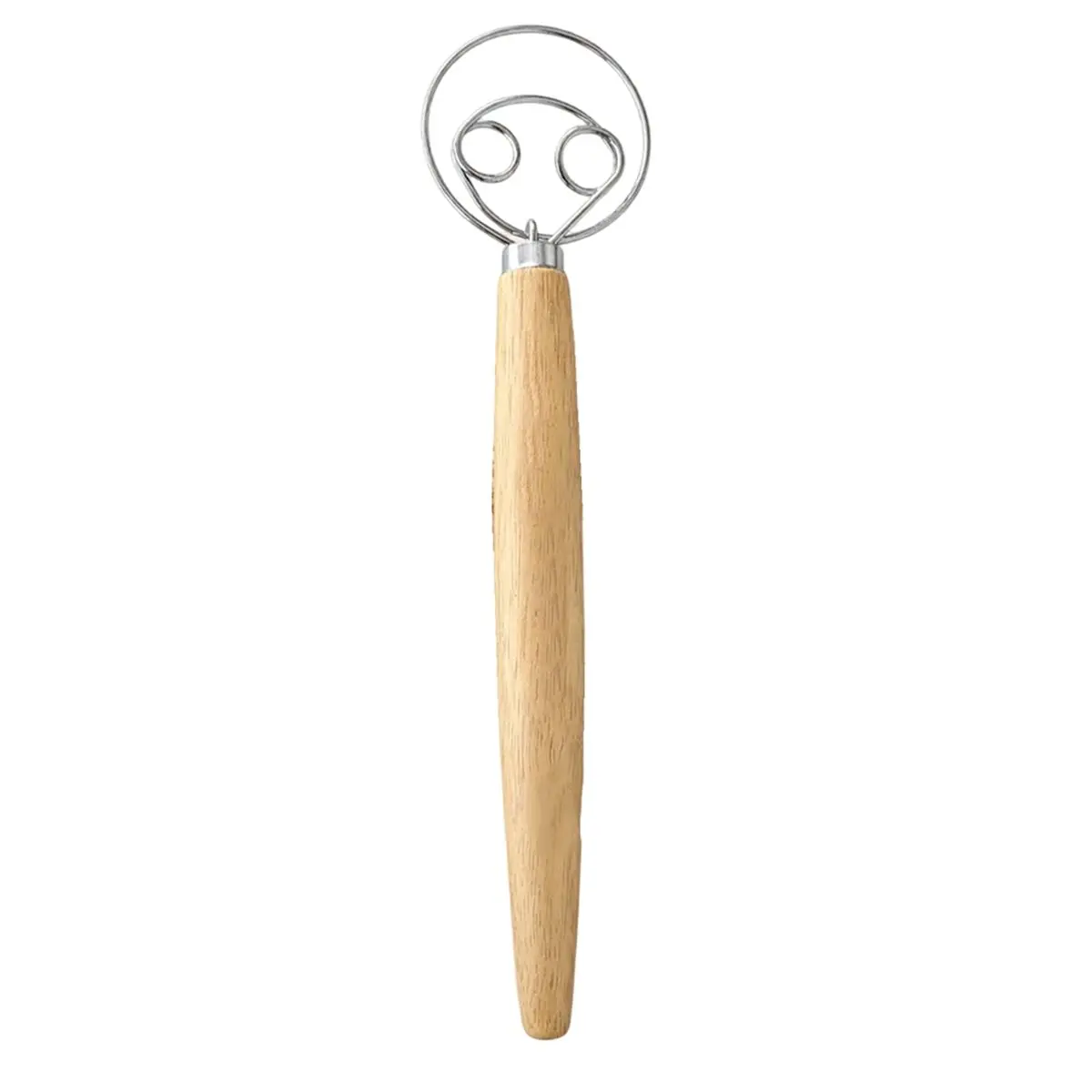 Danish Dough Whisk, Stainless Steel with Ergonomic Wooden Handle for Artisan Baking