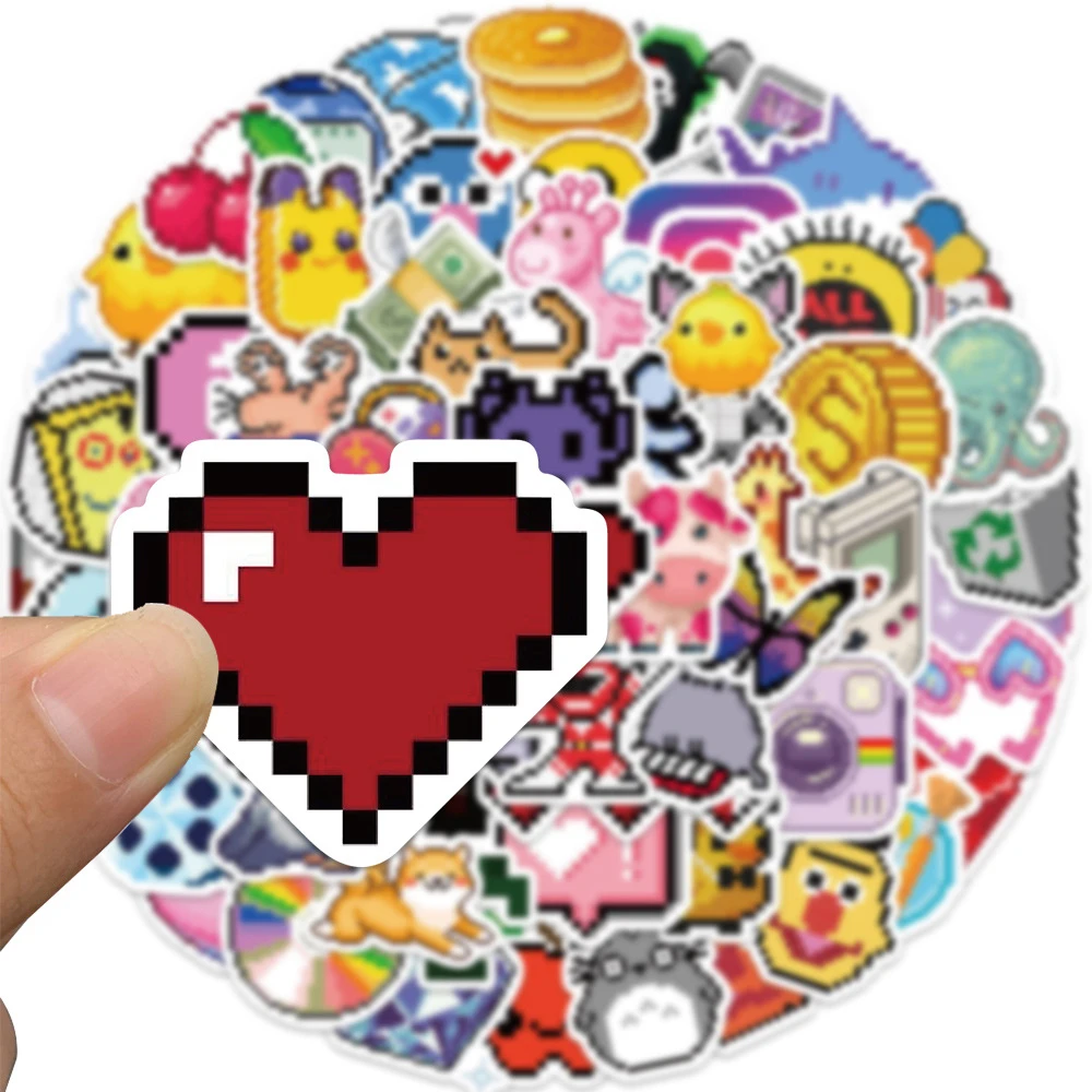 10/30/65PCS INS Style Cute Pixel Cartoon adesivi estetici Laptop Phone Scrapbook Notebook bagaglio fai da te Graffiti Sticker giocattolo per bambini