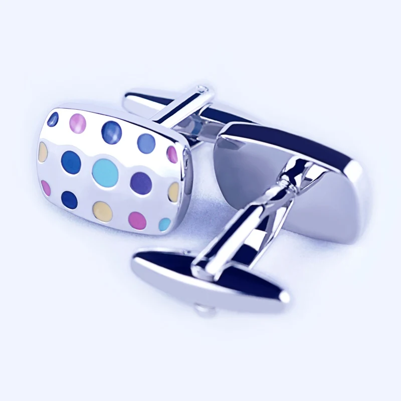 colorful dot enamel cufflinks for novelty design cuff link men accessories in silver color OnlyArt