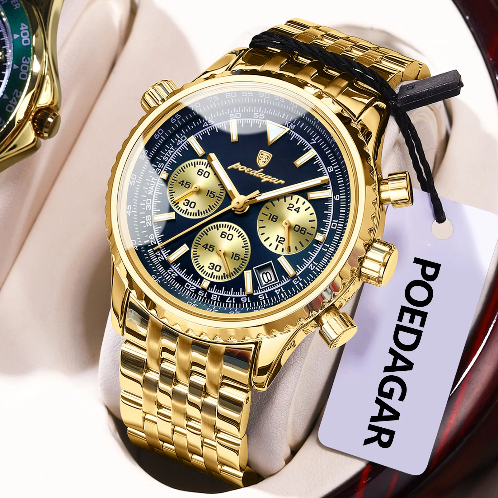 POEDAGAR Business Herren Armbanduhr Wasserdicht Leucht Datum Chronograph Luxus Mann Uhr Quarz Edelstahl Uhren Für Männer