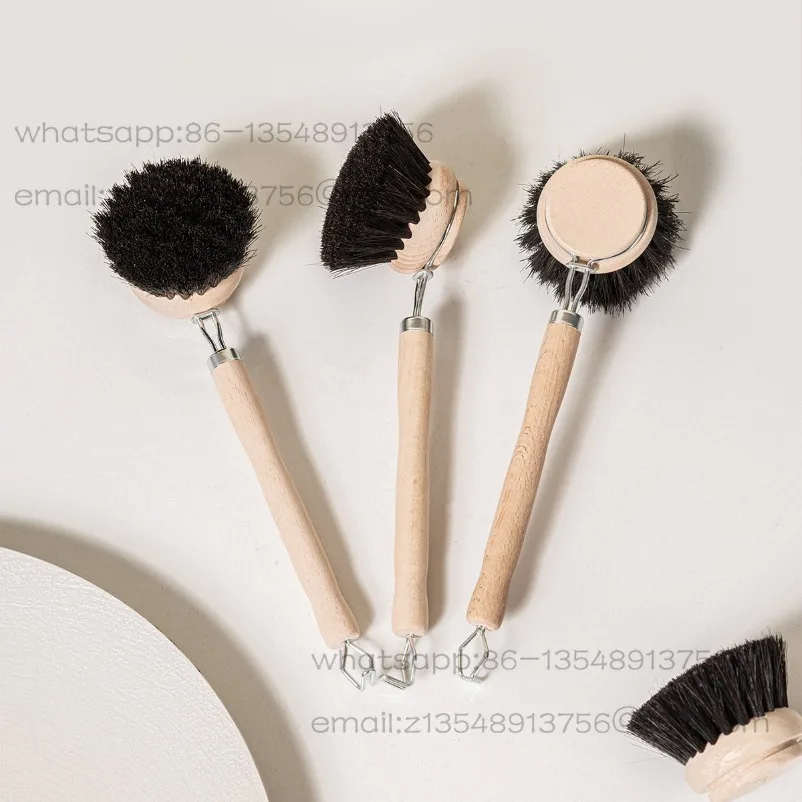 Horse hair brush, pot brush, kitchen brush, non-stick oil, no damage to the pot, multi-functional cleaning brush